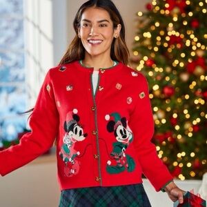 NWT Disney Mickey and Minnie Mouse Holiday Cardigan Sweater